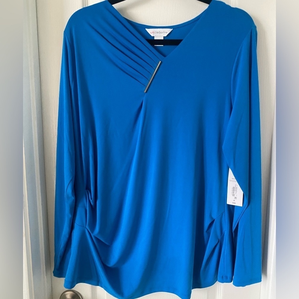 Liz Claiborne Women's Blue Long Sleeve Top Size-0X
